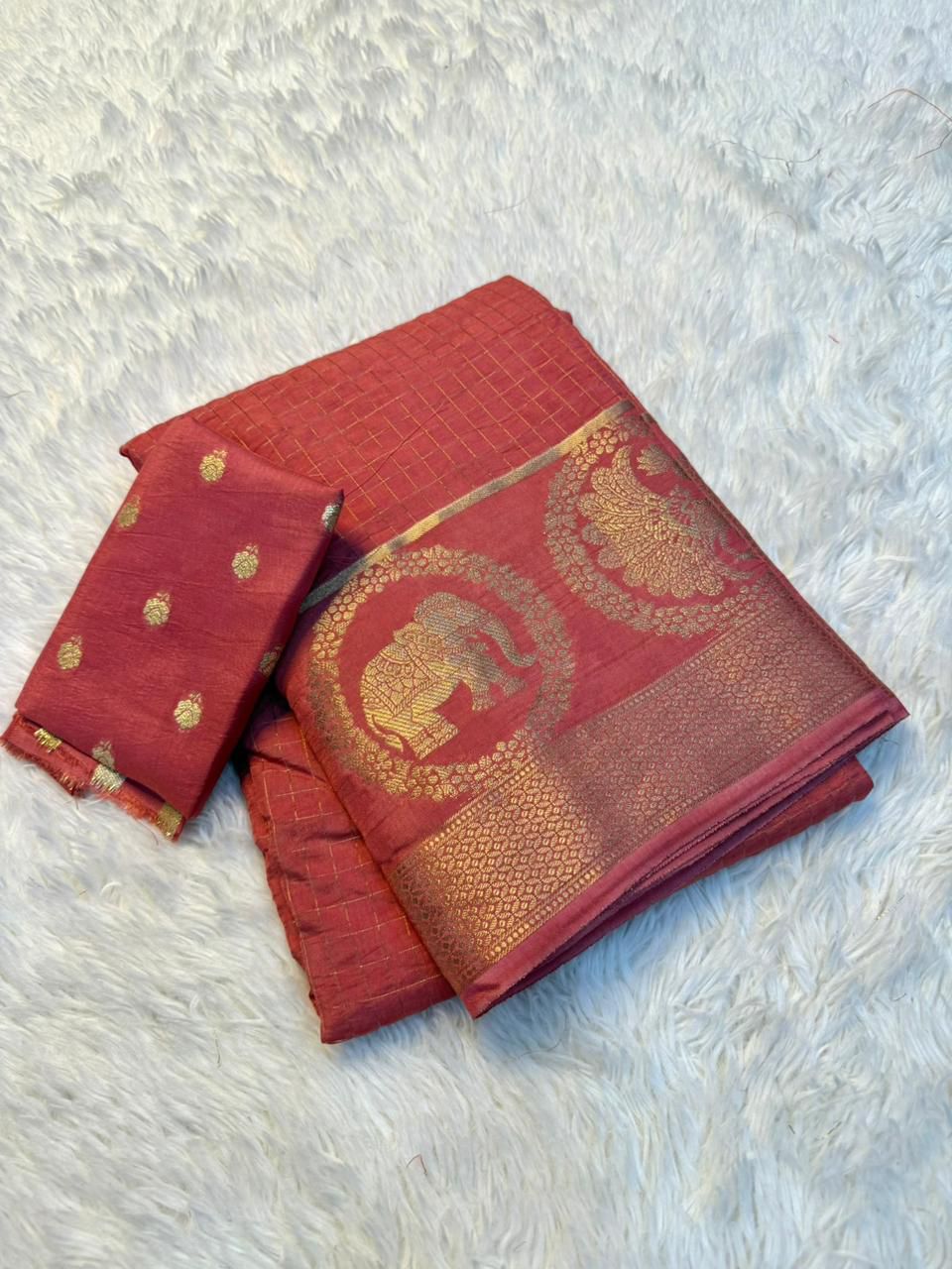 Pure viscose Russian chex Saree
