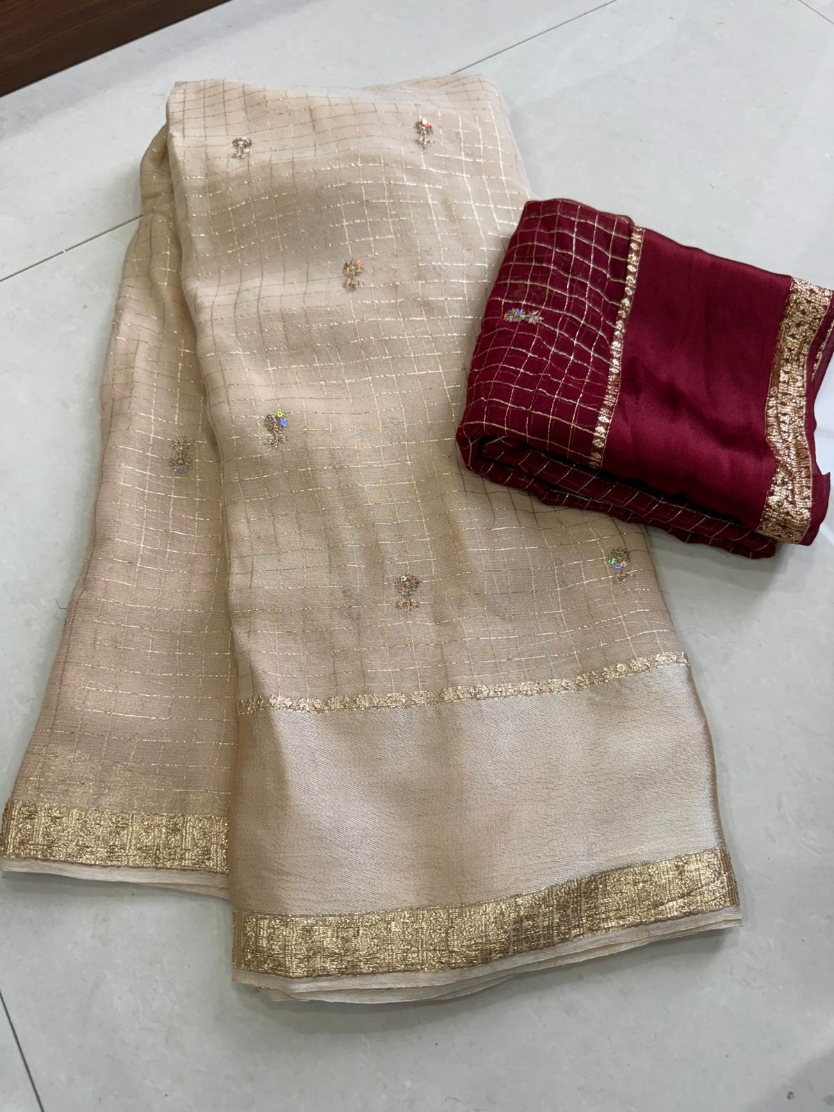 Georgette Sequence Butta Work Saree