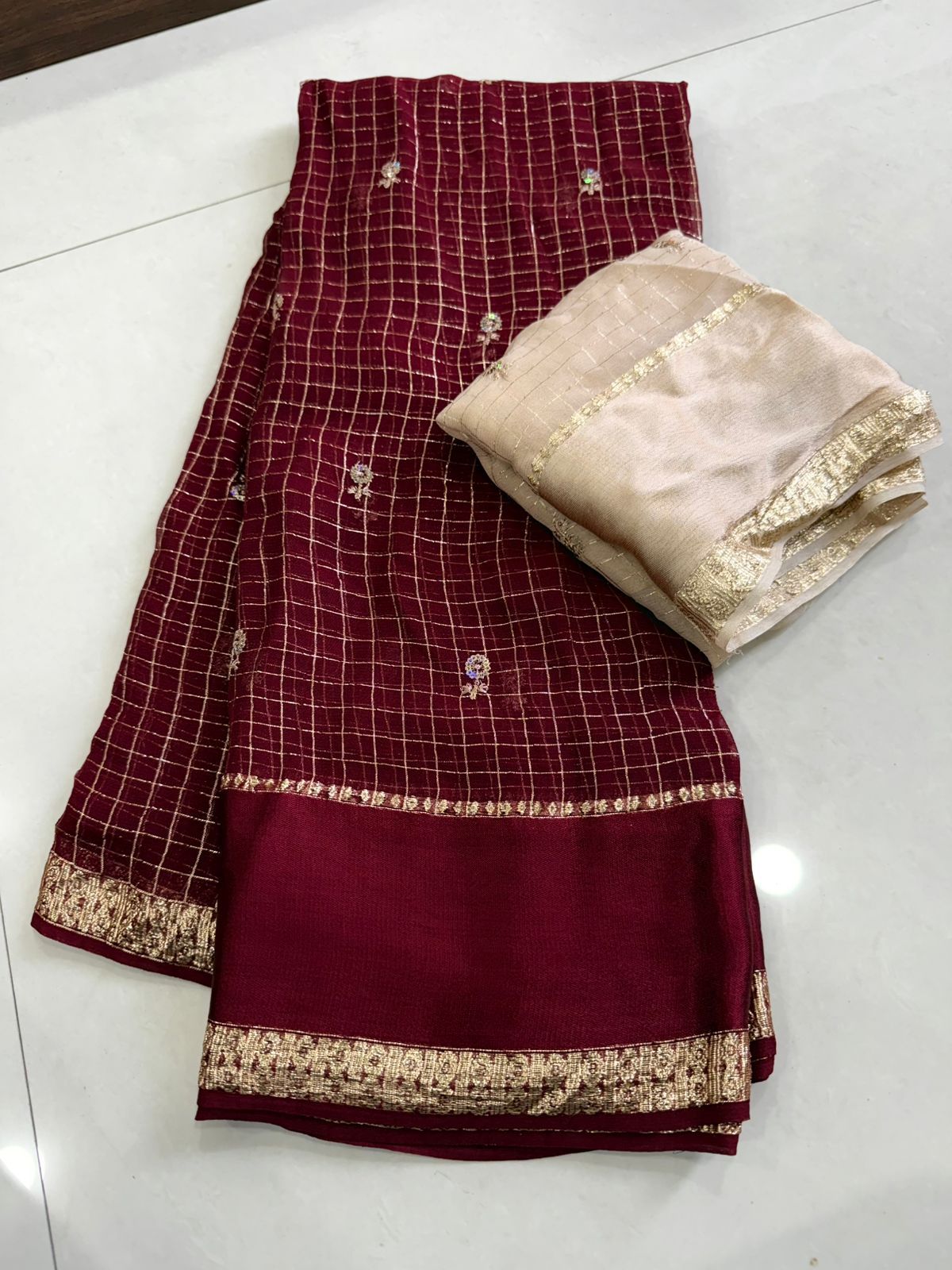 Georgette Sequence Butta Work Saree