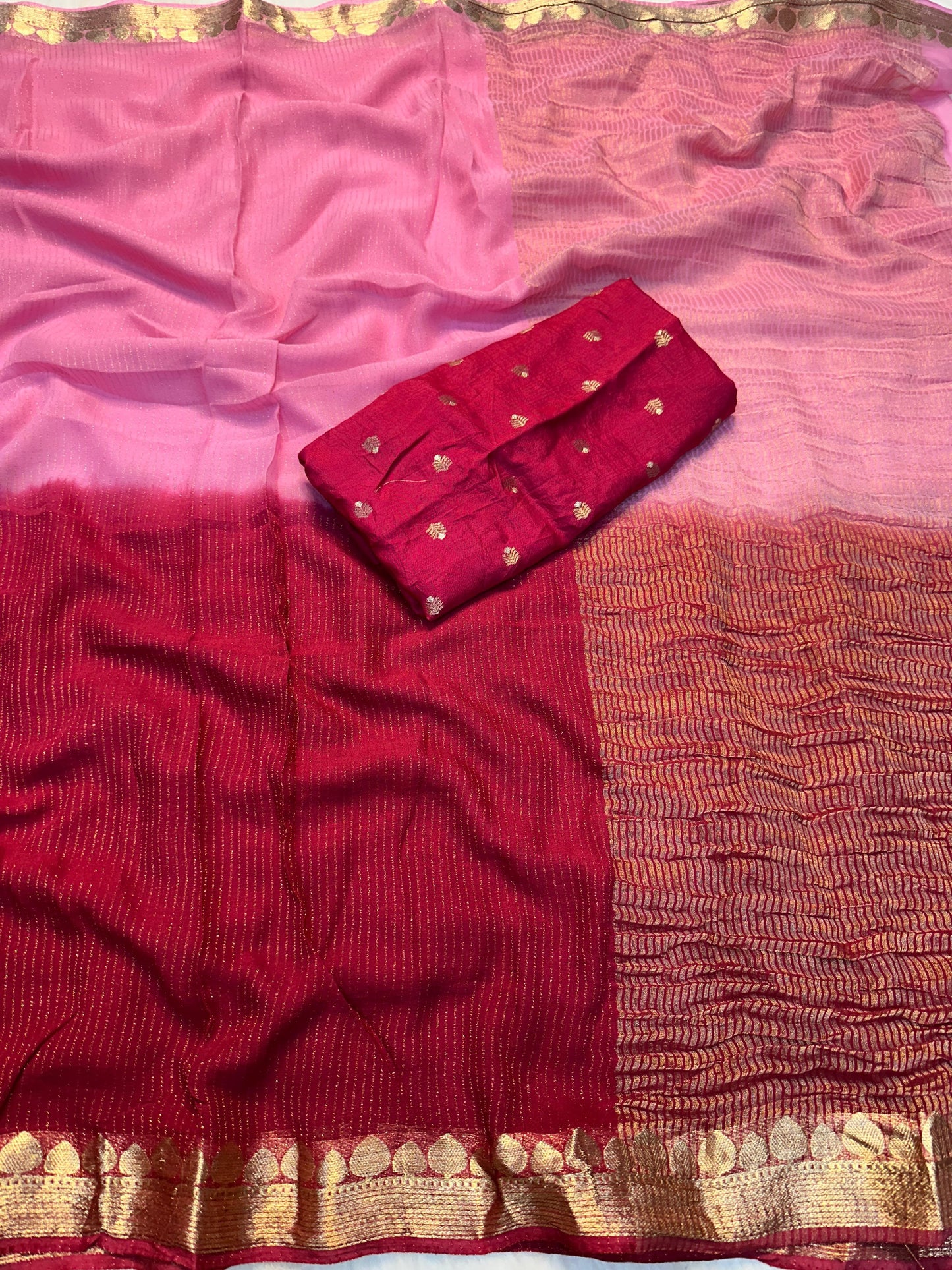 Shaded Lurex Chinon Saree