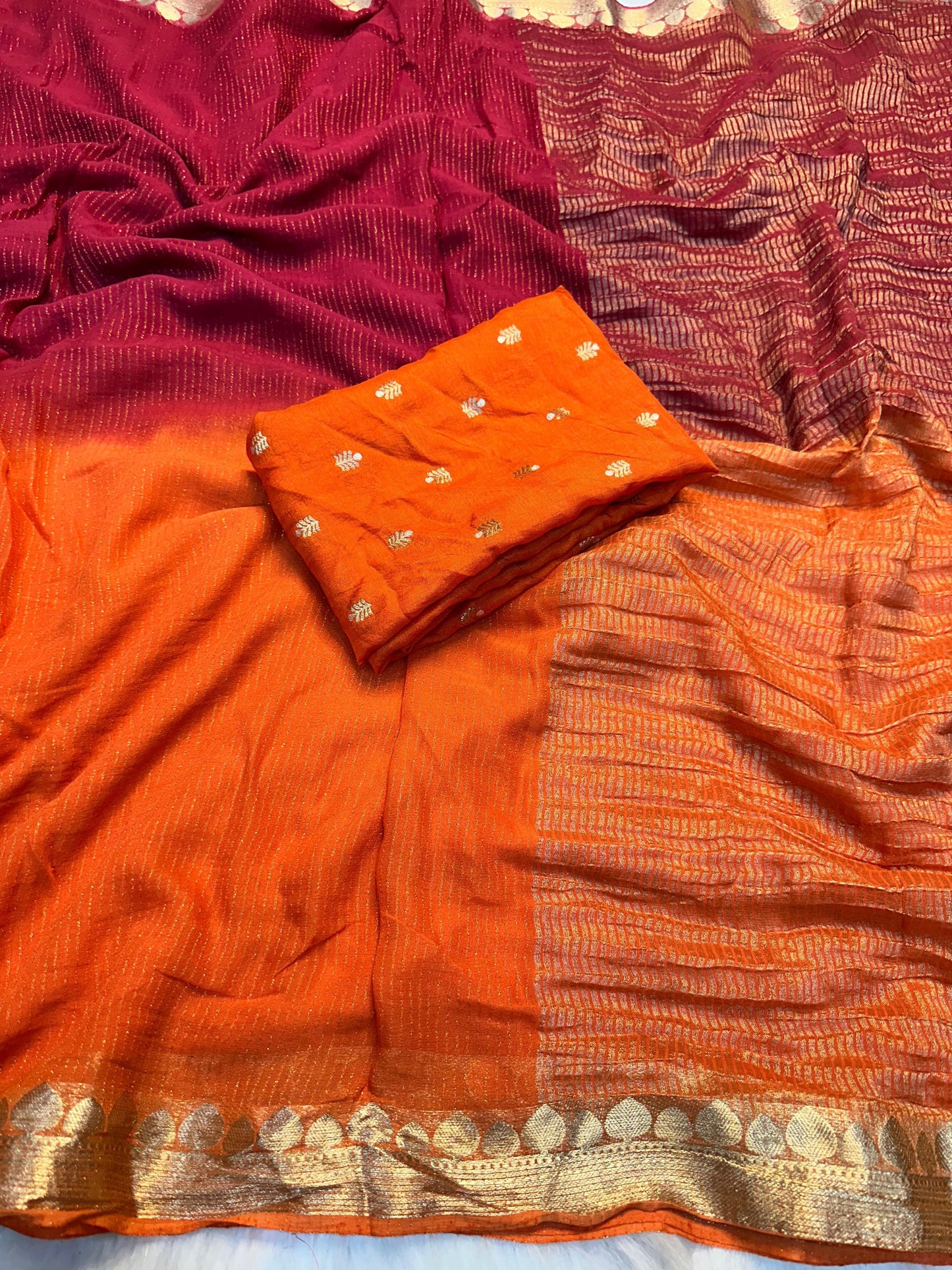 Shaded Lurex Chinon Saree