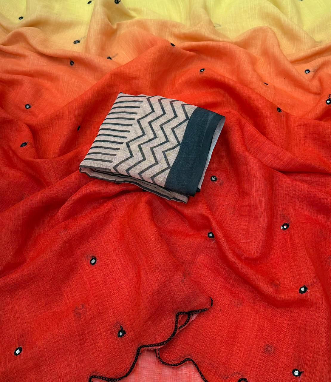 Mirror Linen Cotton Saree
