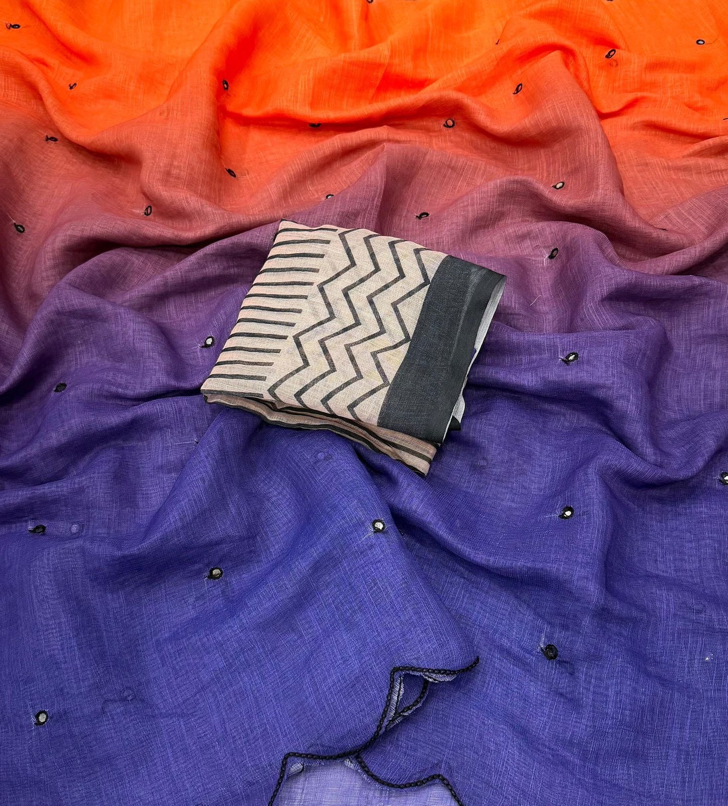 Mirror Linen Cotton Saree