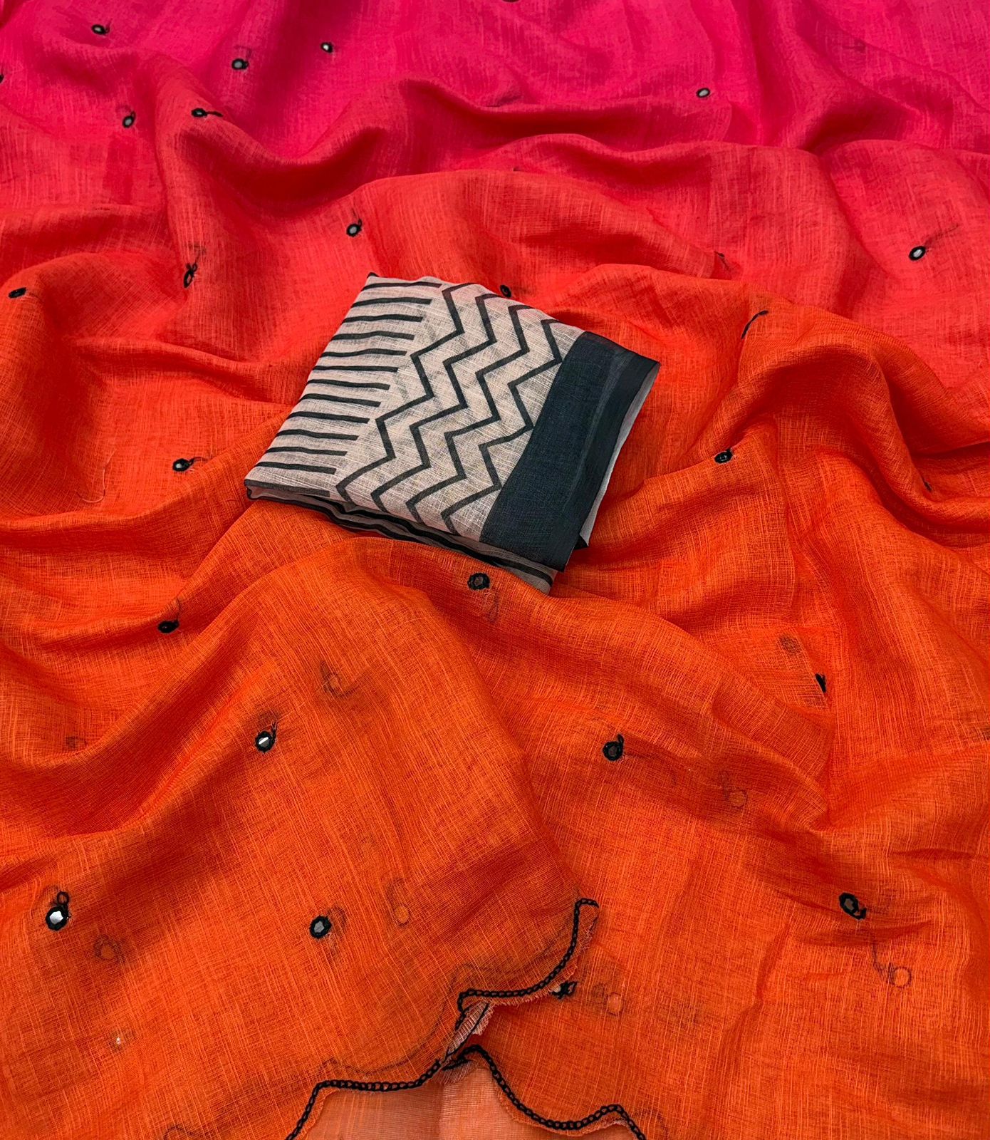 Mirror Linen Cotton Saree