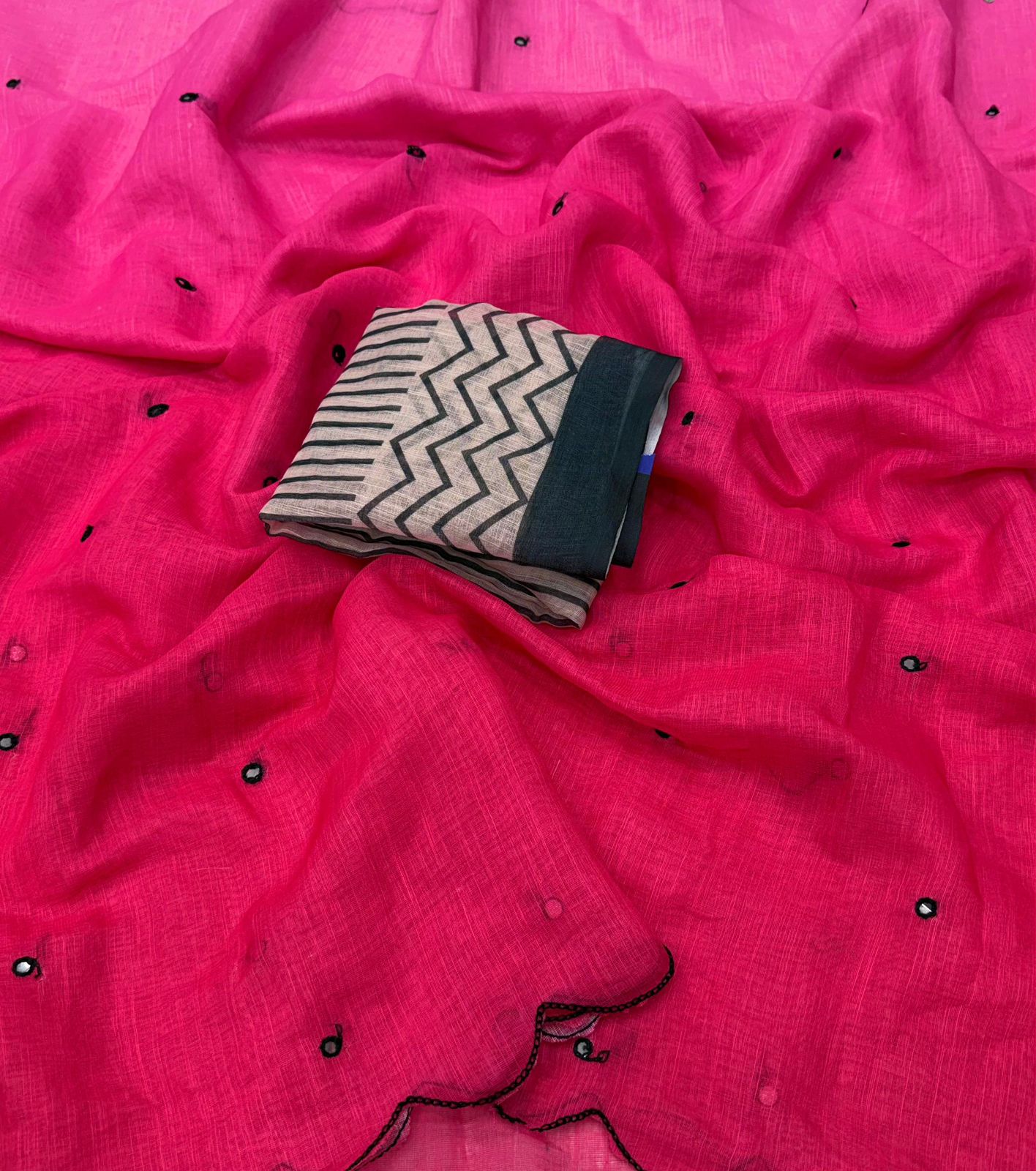 Mirror Linen Cotton Saree