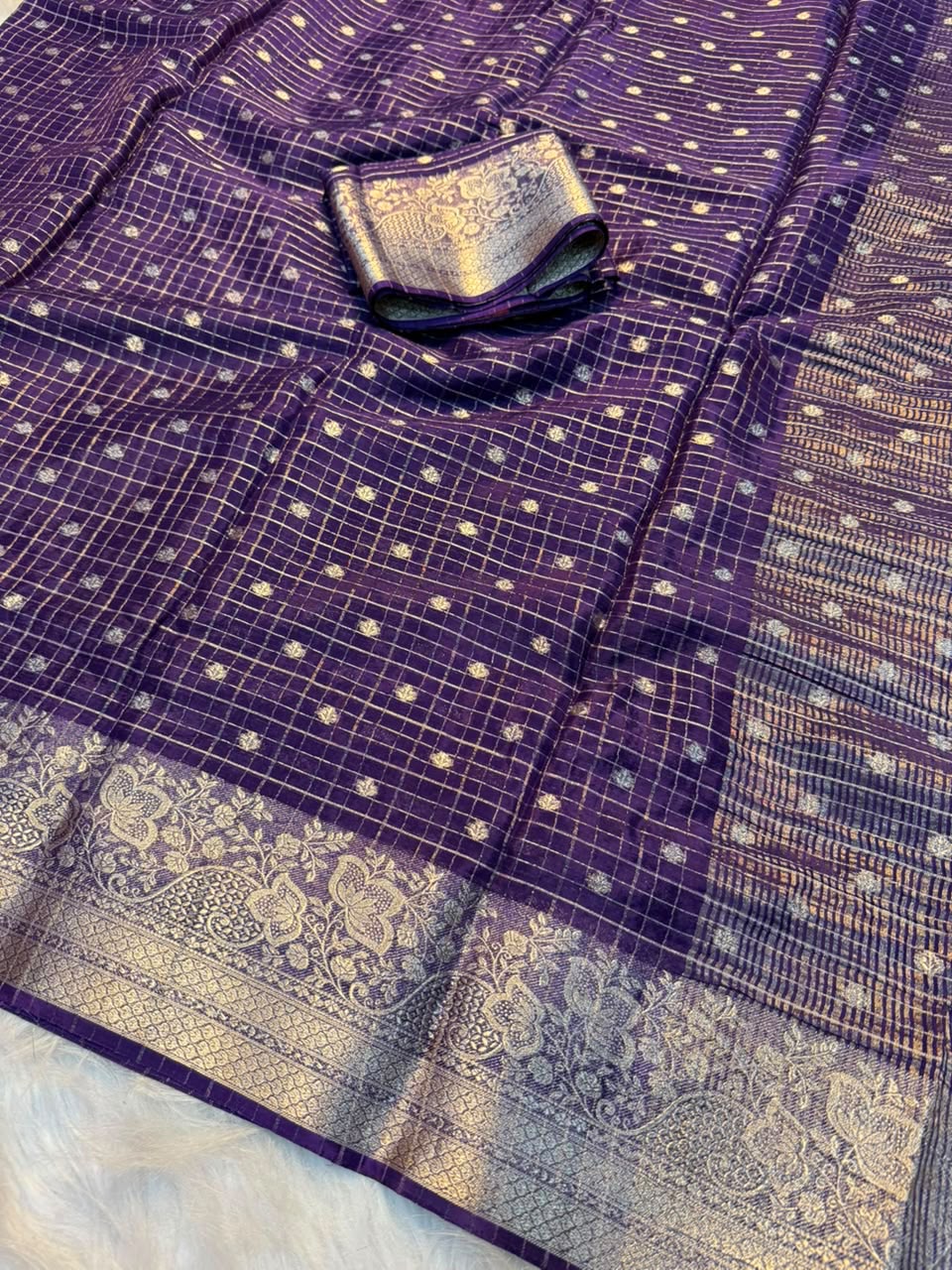 Viscose Chinon Chex Saree