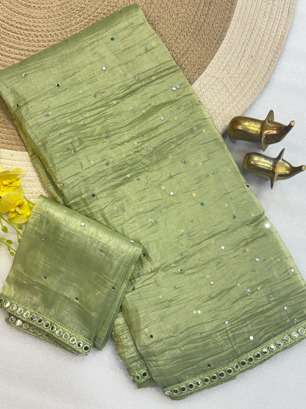 Soft Gold Crush Saree