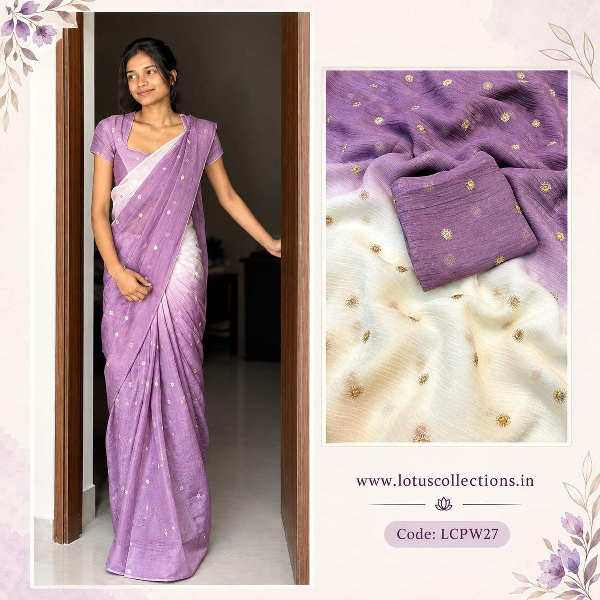 Shaded Crunchy Fabric Saree