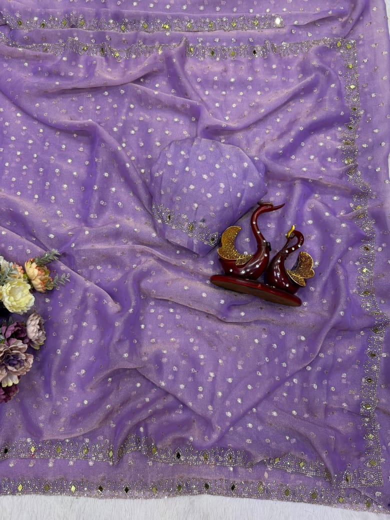 Moss Chiffon Shining Saree